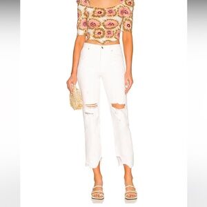 Free People Tapered Baggy Boyfriend Jean in Chalk White, Size 32